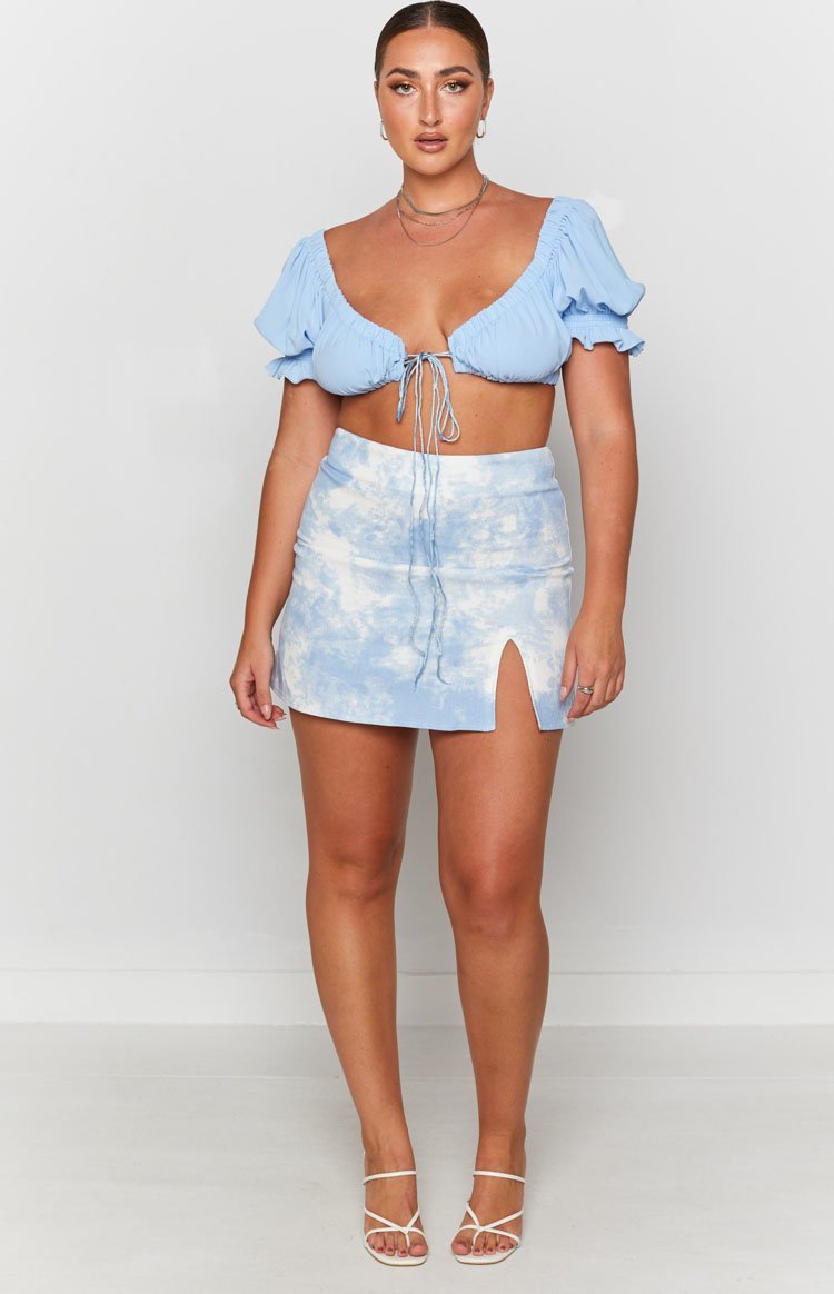 Laura Skirt Tie Dye Denim-Vavasi.All Rights Reserved.