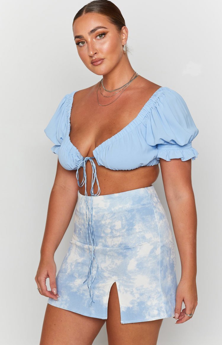 Laura Skirt Tie Dye Denim-Vavasi.All Rights Reserved.