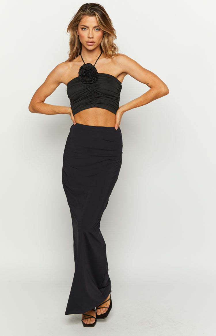 Blushing Blossom Black Rose Halter Top-Vavasi.All Rights Reserved.