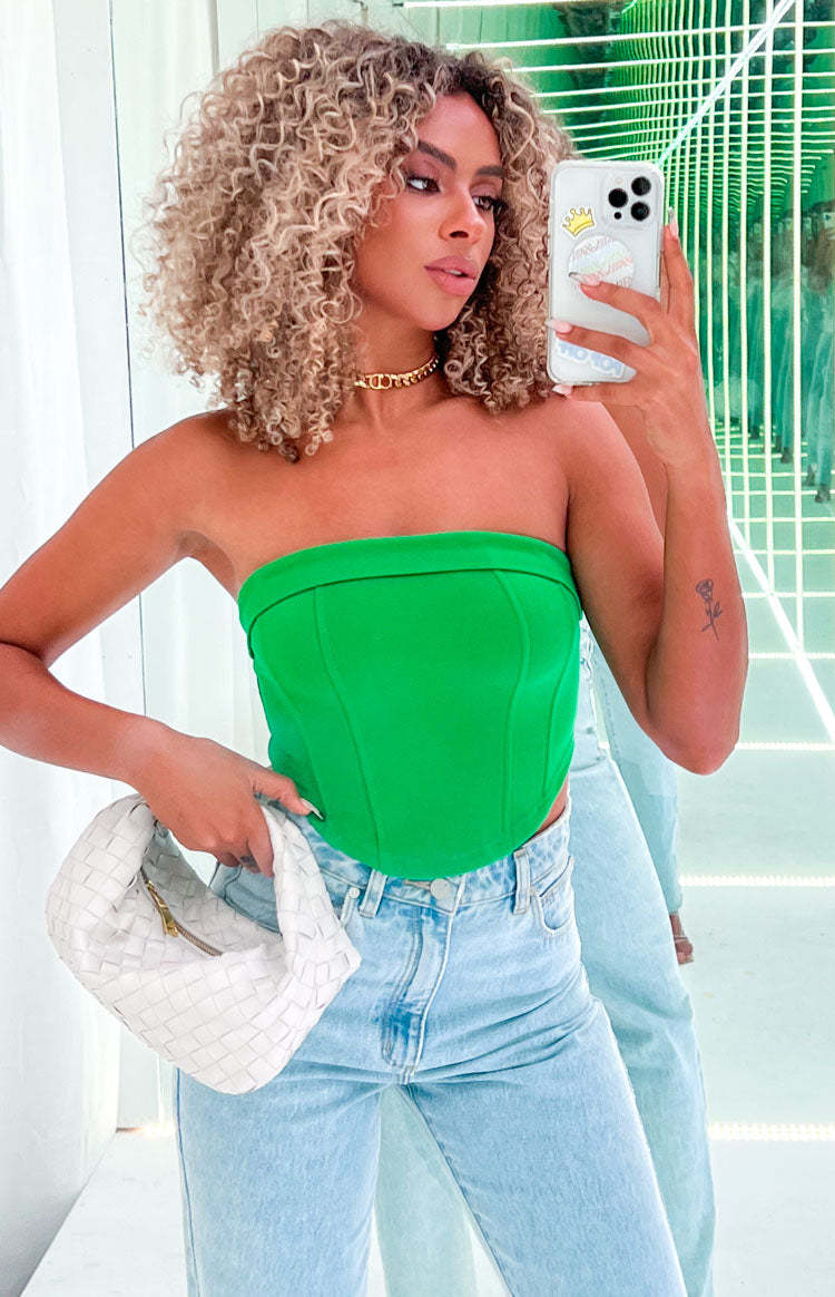 Bobbi Green Strapless Corset Top-Vavasi.All Rights Reserved.