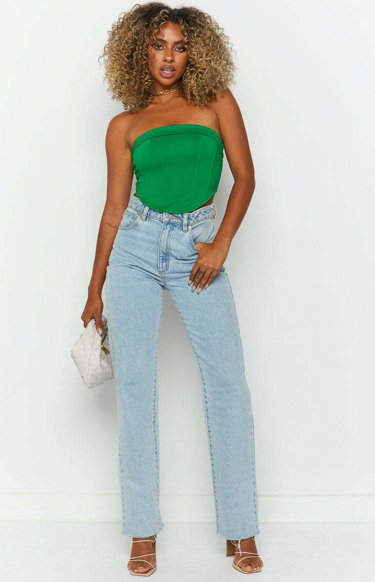 Bobbi Green Strapless Corset Top-Vavasi.All Rights Reserved.