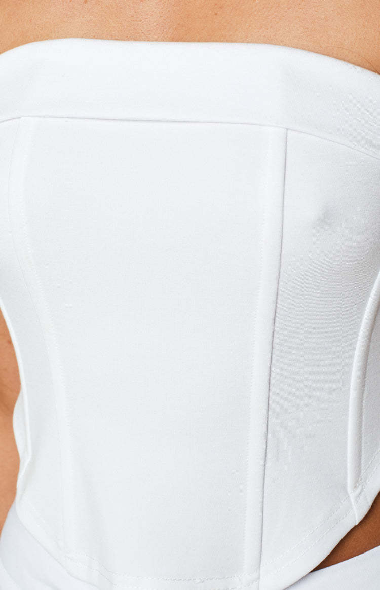 Bobbi White Strapless Corset Top-Vavasi.All Rights Reserved.