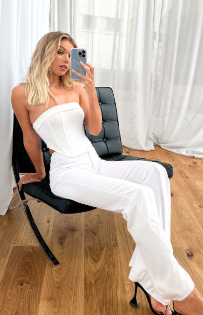 Bobbi White Strapless Corset Top-Vavasi.All Rights Reserved.