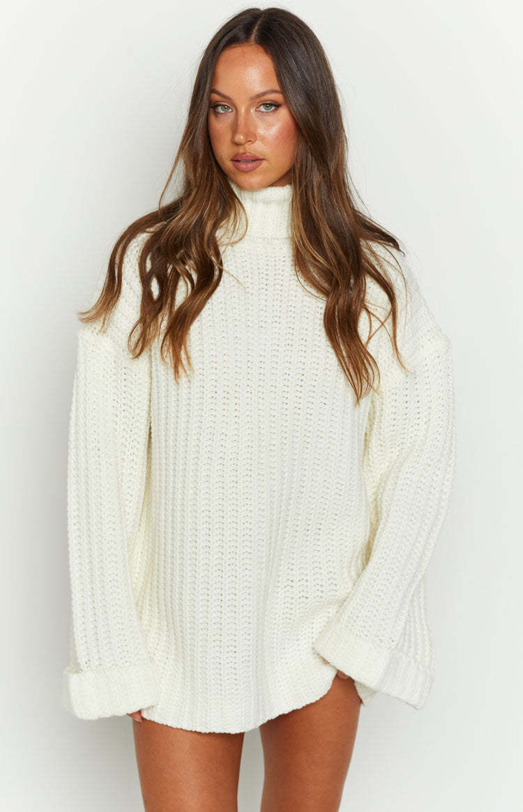 Bonnie White Sweater Dress-Vavasi.All Rights Reserved.