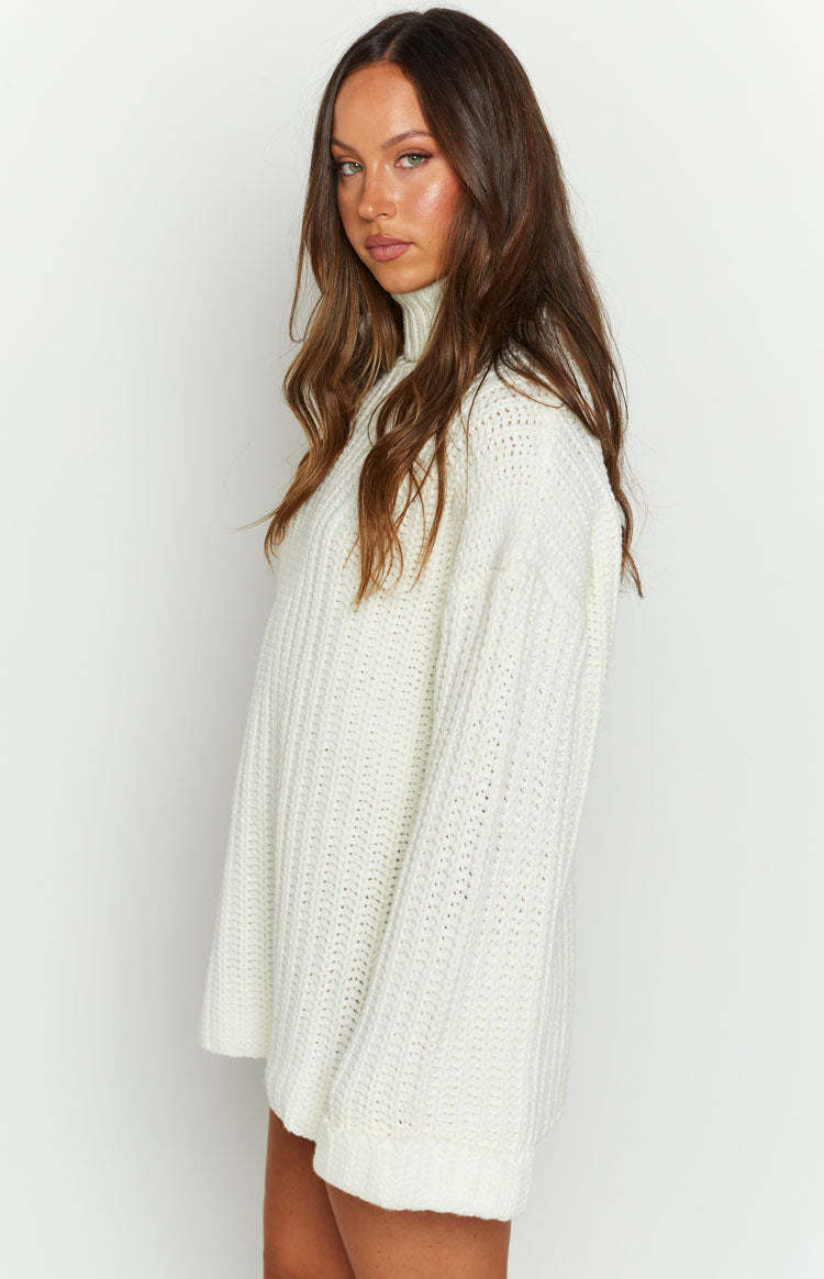 Bonnie White Sweater Dress-Vavasi.All Rights Reserved.