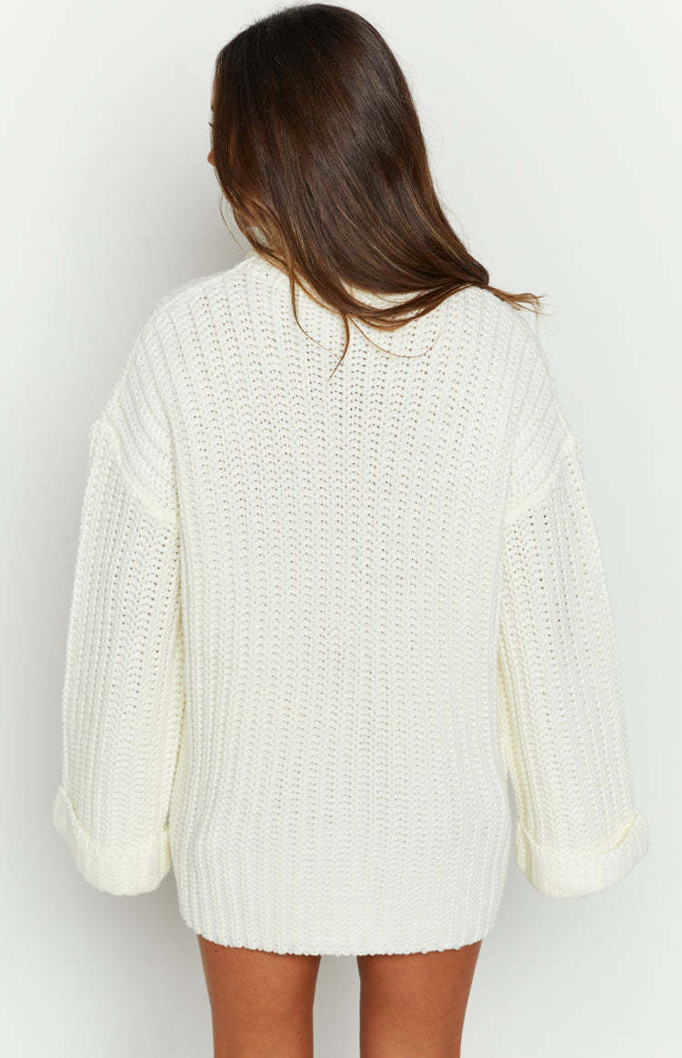 Bonnie White Sweater Dress-Vavasi.All Rights Reserved.