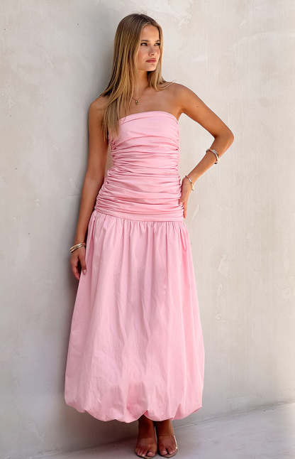 Boulevard Pink Strapless Maxi Dress-Vavasi.All Rights Reserved.