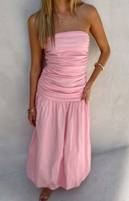 Boulevard Pink Strapless Maxi Dress-Vavasi.All Rights Reserved.