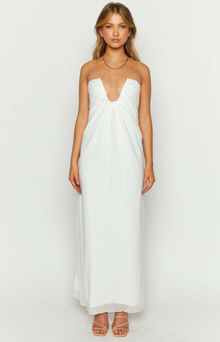 Braelyn White Strapless Maxi Dress-Vavasi.All Rights Reserved.
