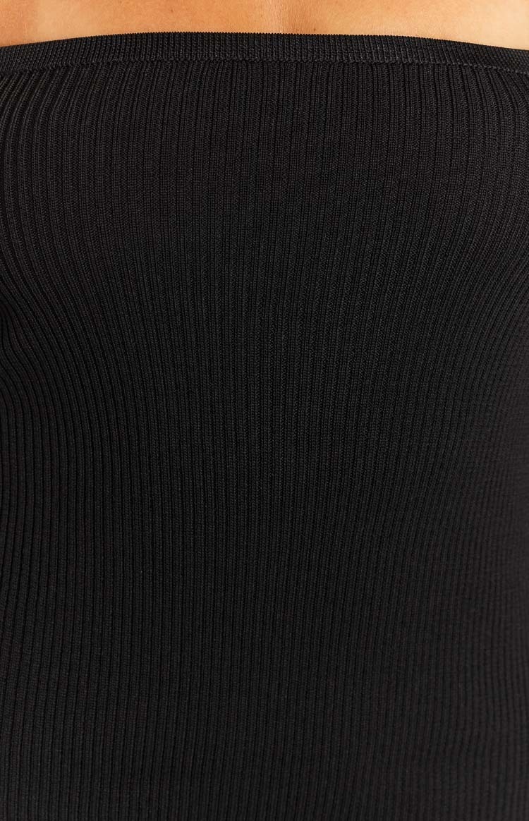 Branca Black Long Sleeve Knit Mini Dress-Vavasi.All Rights Reserved.