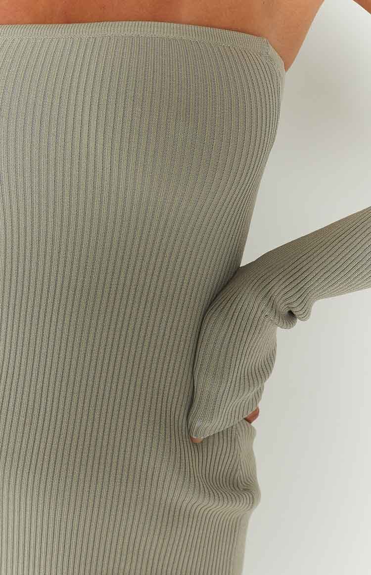 Branca Sage Long Sleeve Knit Mini Dress-Vavasi.All Rights Reserved.