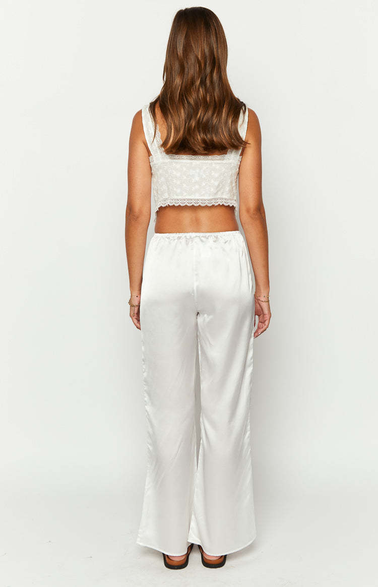 Bridget White Satin Pants-Vavasi.All Rights Reserved.