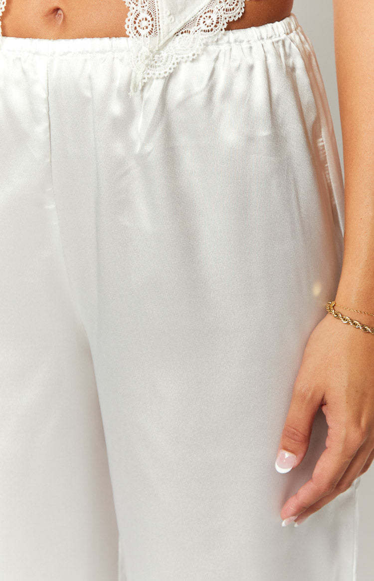 Bridget White Satin Pants-Vavasi.All Rights Reserved.