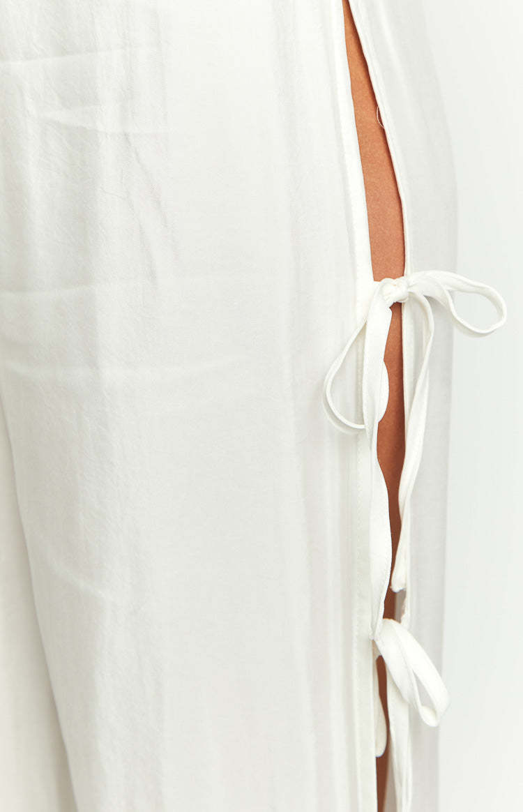 Bridget White Side Tie Pants-Vavasi.All Rights Reserved.