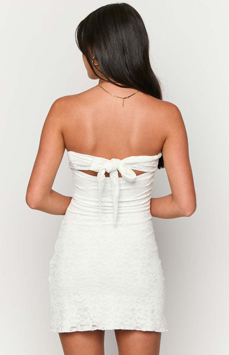 Britney White Lace Off The Shoulder Mini Dress-Vavasi.All Rights Reserved.