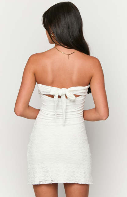 Britney White Lace Off The Shoulder Mini Dress-Vavasi.All Rights Reserved.