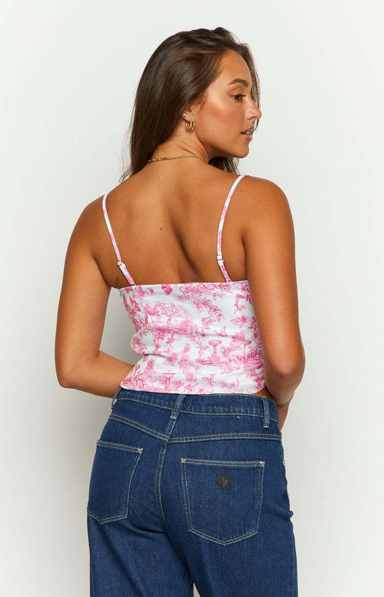 Brooklyn Pink Printed Strapless Top-Vavasi.All Rights Reserved.