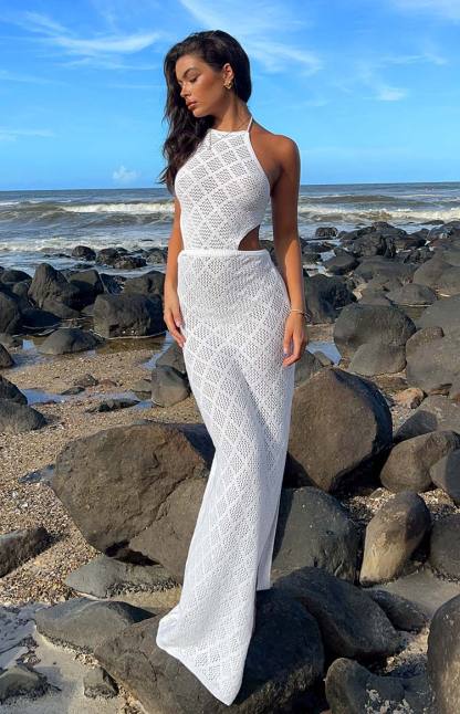 Brooks White Crochet Maxi Dress-Vavasi.All Rights Reserved.