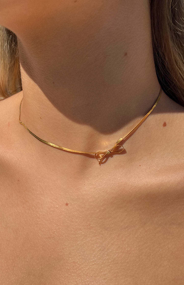 Brylee Gold Bowknot Pendant Necklace-Vavasi.All Rights Reserved.