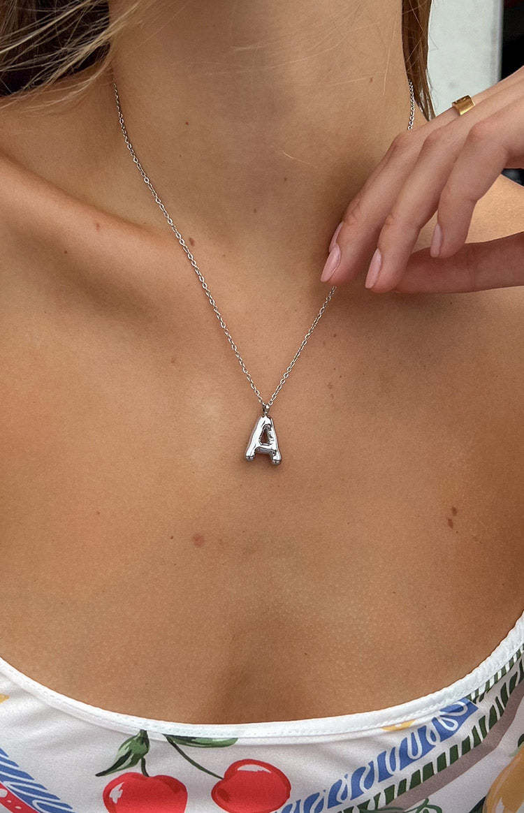 Bubble Bliss Silver Letter Necklace-Vavasi.All Rights Reserved.