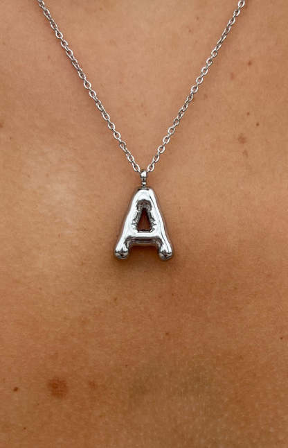 Bubble Bliss Silver Letter Necklace-Vavasi.All Rights Reserved.