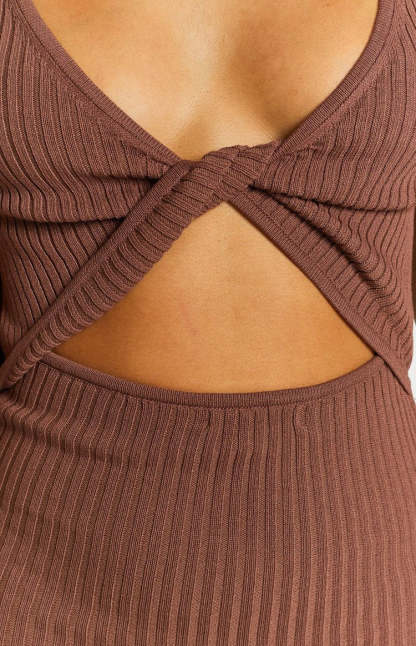 Antidote Reversible Twist Dress Brown-Vavasi.All Rights Reserved.