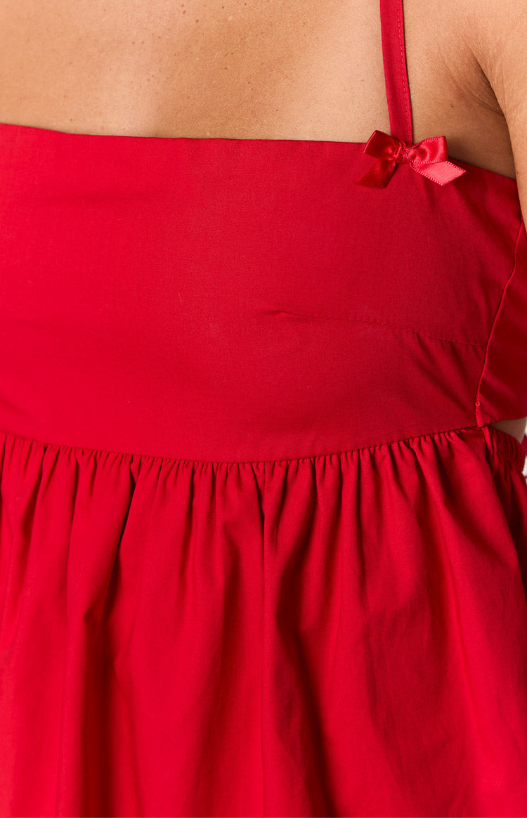 Carter Red Halter Mini Dress-Vavasi.All Rights Reserved.