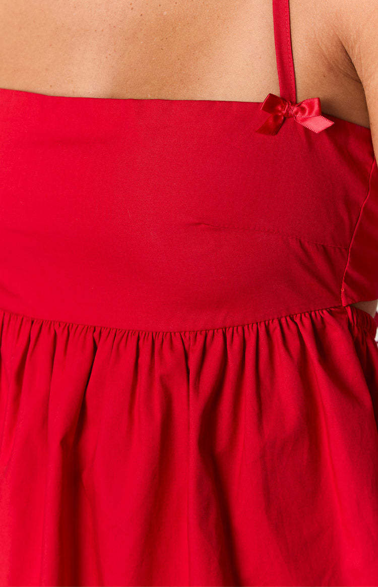 Carter Red Halter Mini Dress-Vavasi.All Rights Reserved.