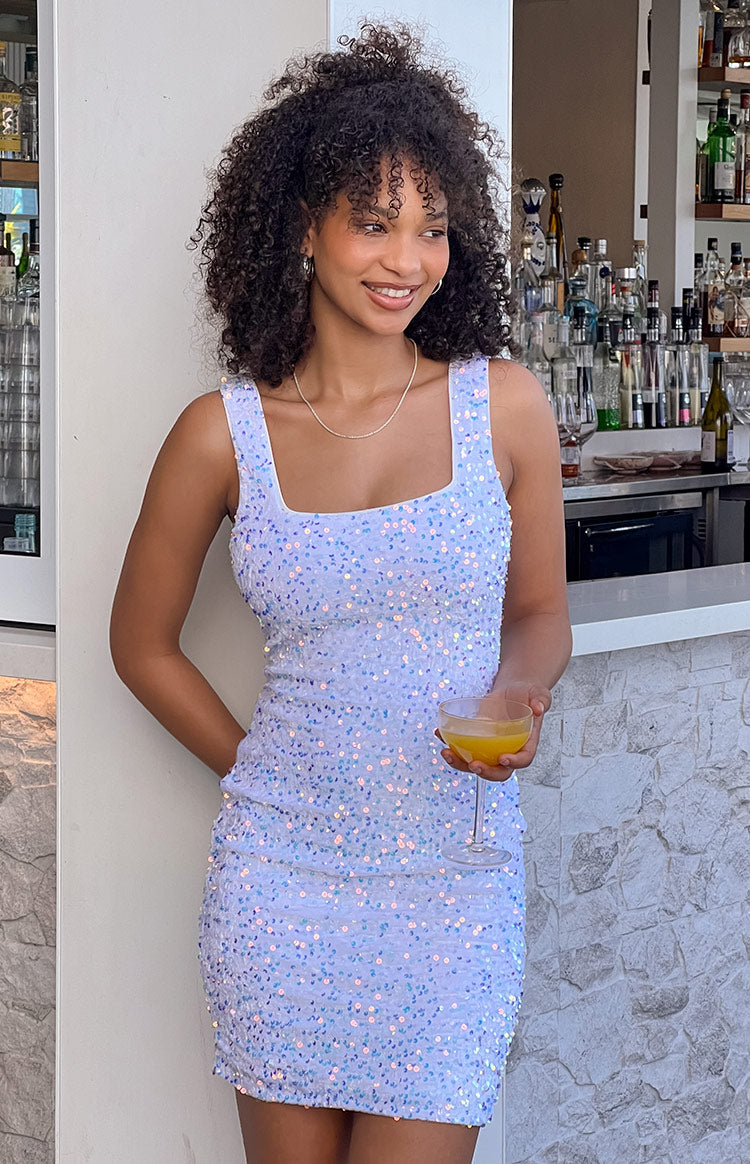 Charming White Sequin Mini Dress-Vavasi.All Rights Reserved.