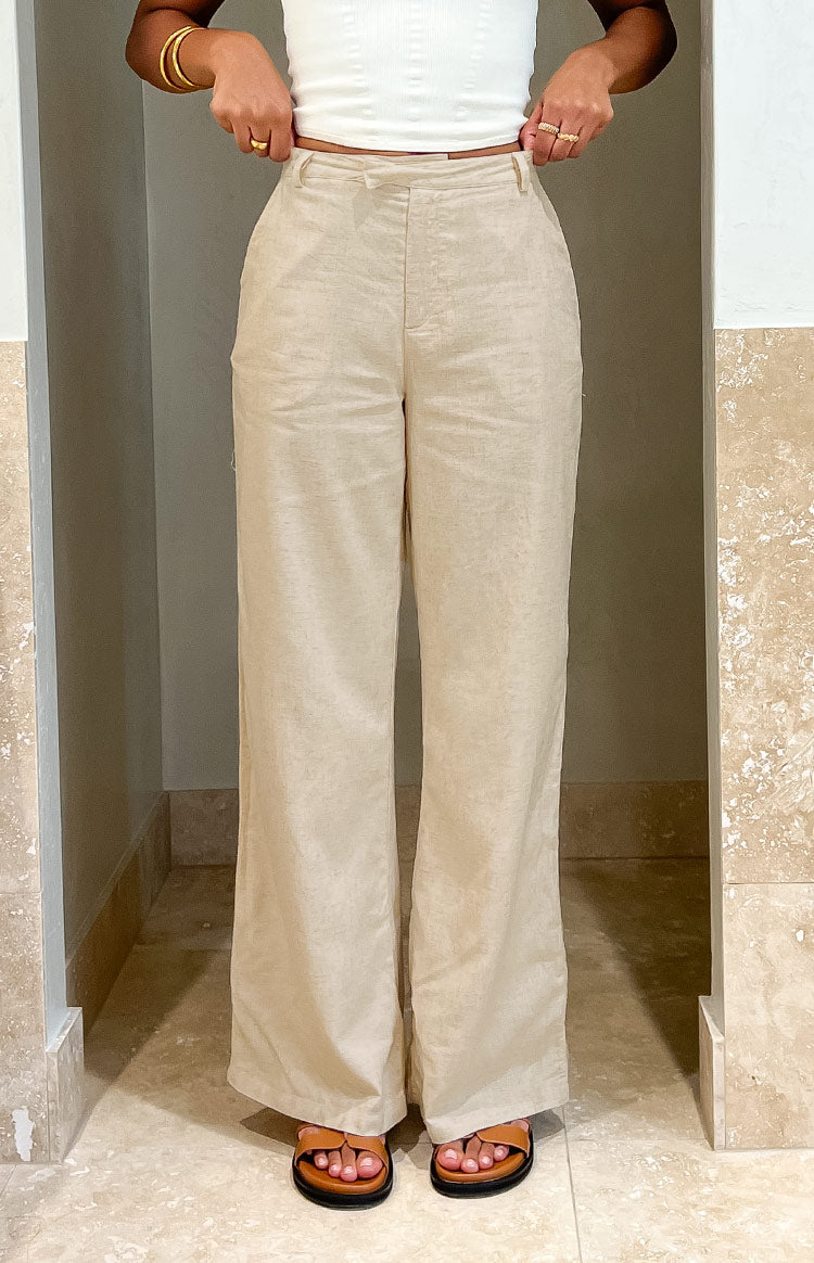 Cabo Cream Linen Blend Pants-Vavasi.All Rights Reserved.