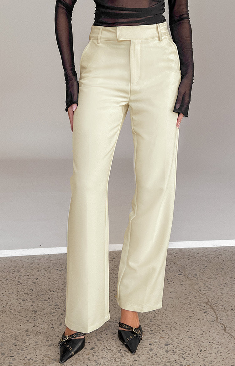 Cabo Cream Straight Leg High Waisted Tailored Pant-Vavasi.All Rights Reserved.