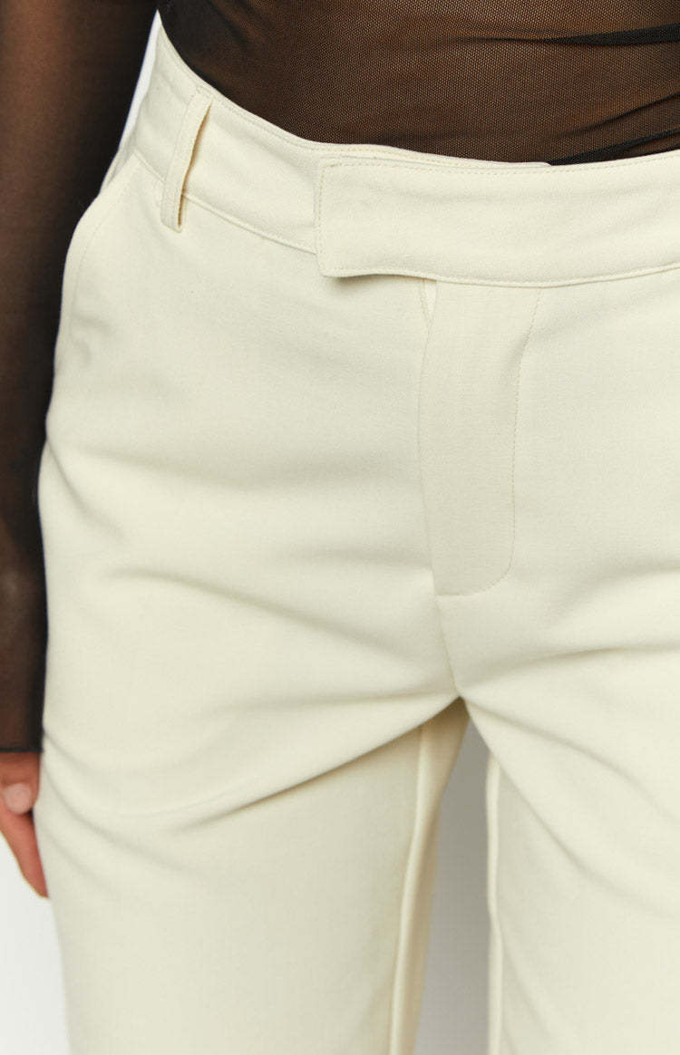 Cabo Cream Straight Leg High Waisted Tailored Pant-Vavasi.All Rights Reserved.