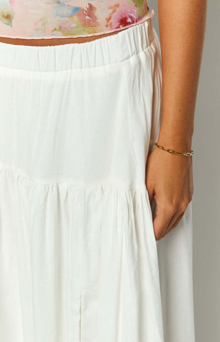 Cade White Maxi Skirt-Vavasi.All Rights Reserved.