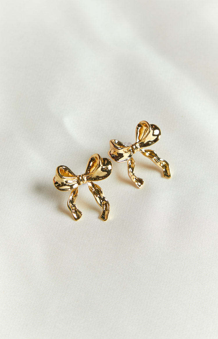 Calista Gold Bow Earrings-Vavasi.All Rights Reserved.
