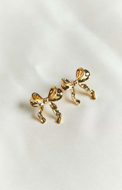 Calista Gold Bow Earrings-Vavasi.All Rights Reserved.