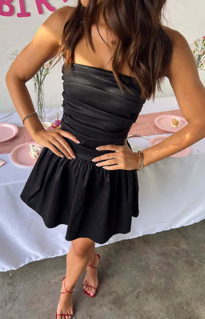 Call On Me Black Strapless Mini Dress-Vavasi.All Rights Reserved.
