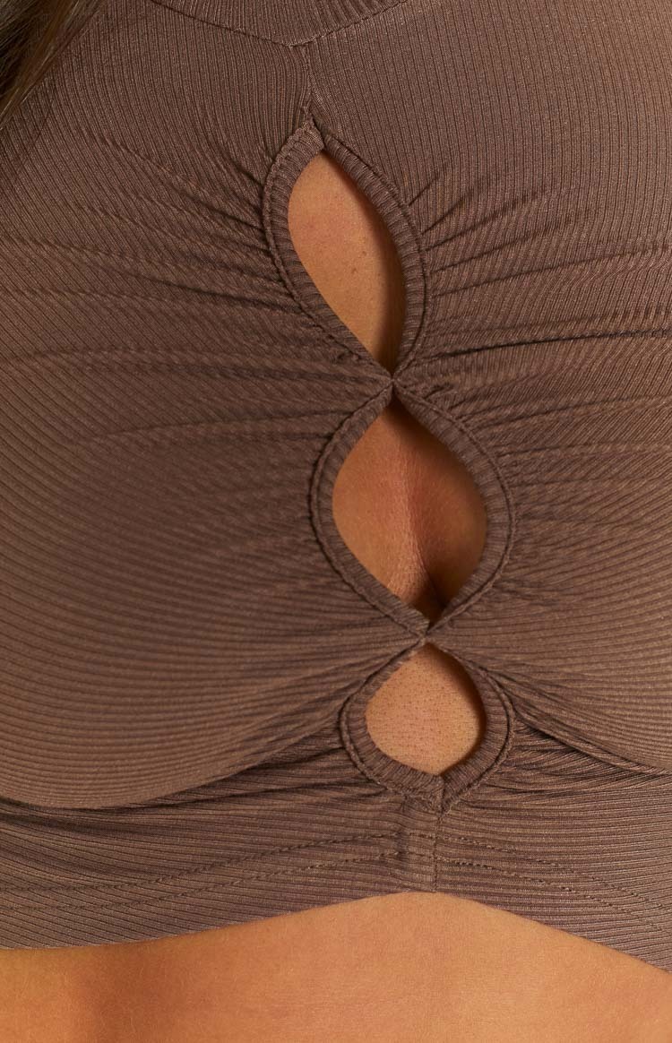 Camie Mocha Long Sleeve Rib Top-Vavasi.All Rights Reserved.