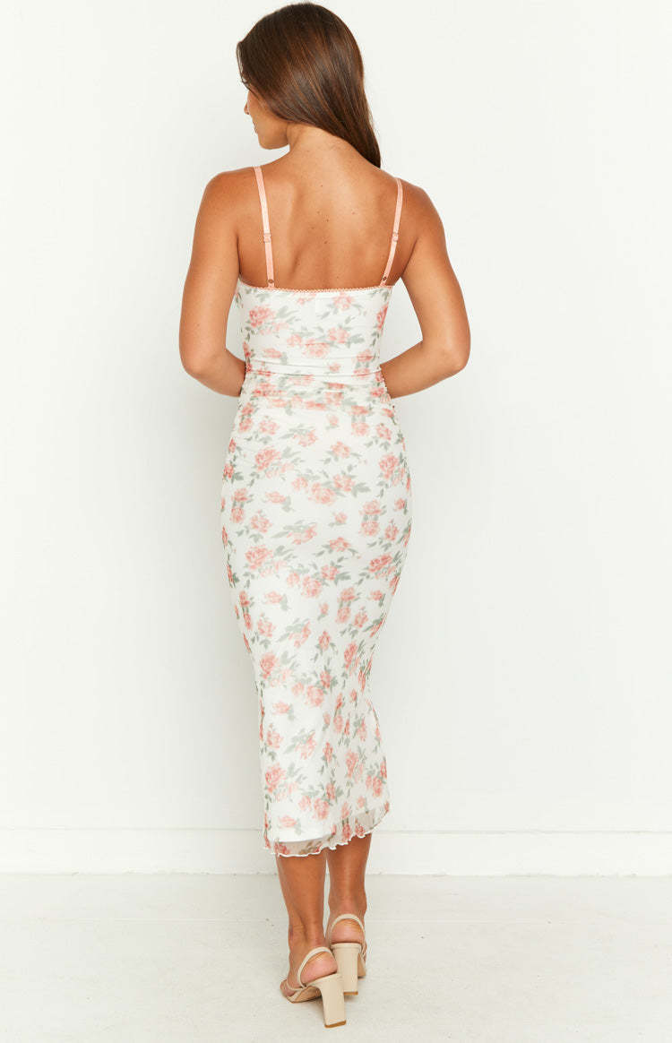Capri Floral Mesh Midi Dress-Vavasi.All Rights Reserved.