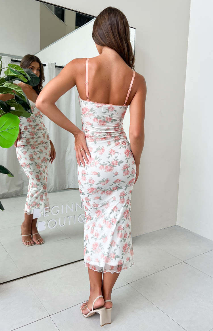 Capri Floral Mesh Midi Dress-Vavasi.All Rights Reserved.