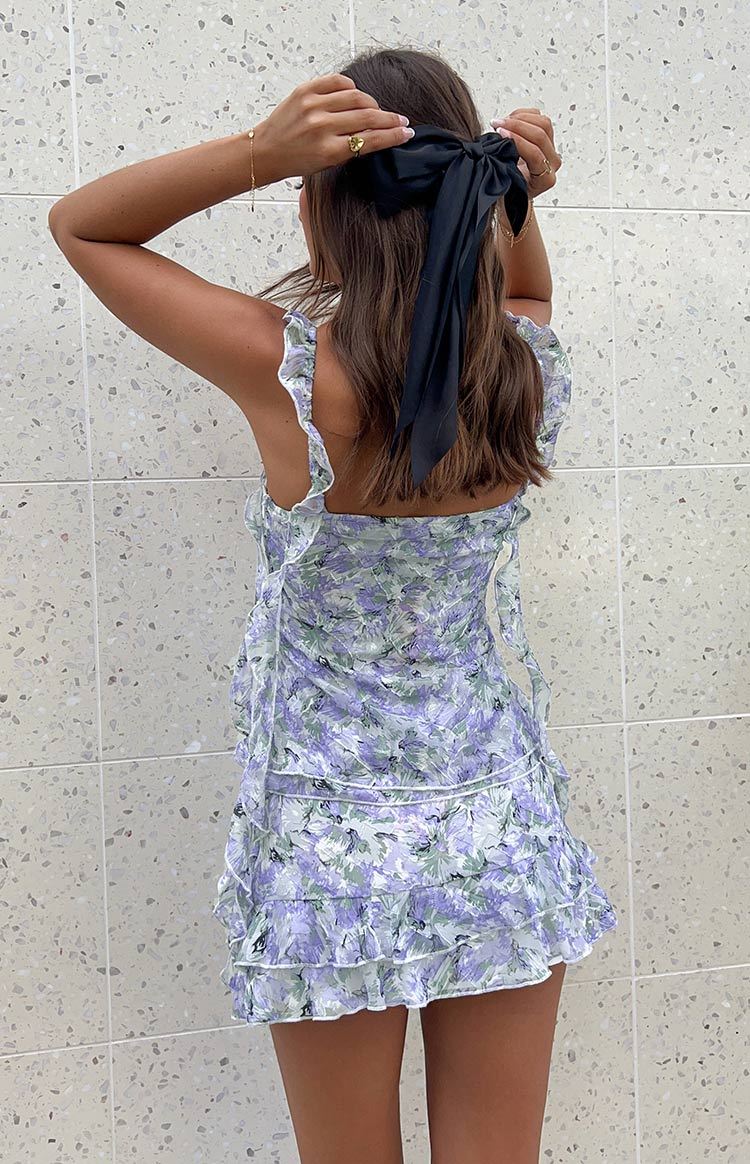 Caspian Purple Floral Print Chiffon Mini Skirt-Vavasi.All Rights Reserved.