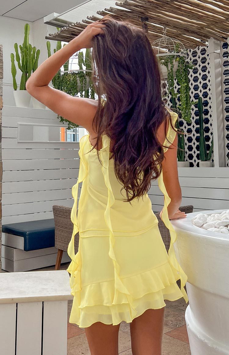 Caspian Yellow Chiffon Mini Skirt-Vavasi.All Rights Reserved.