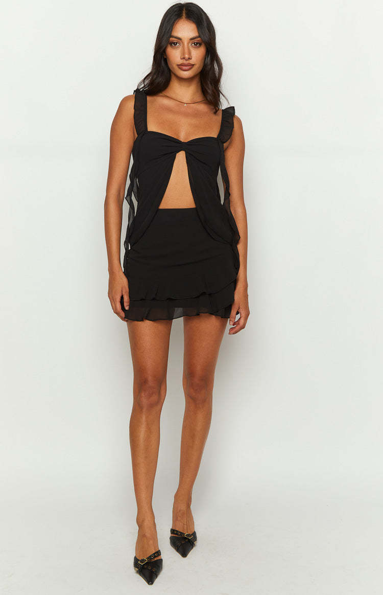 Caspian Black Chiffon Top-Vavasi.All Rights Reserved.