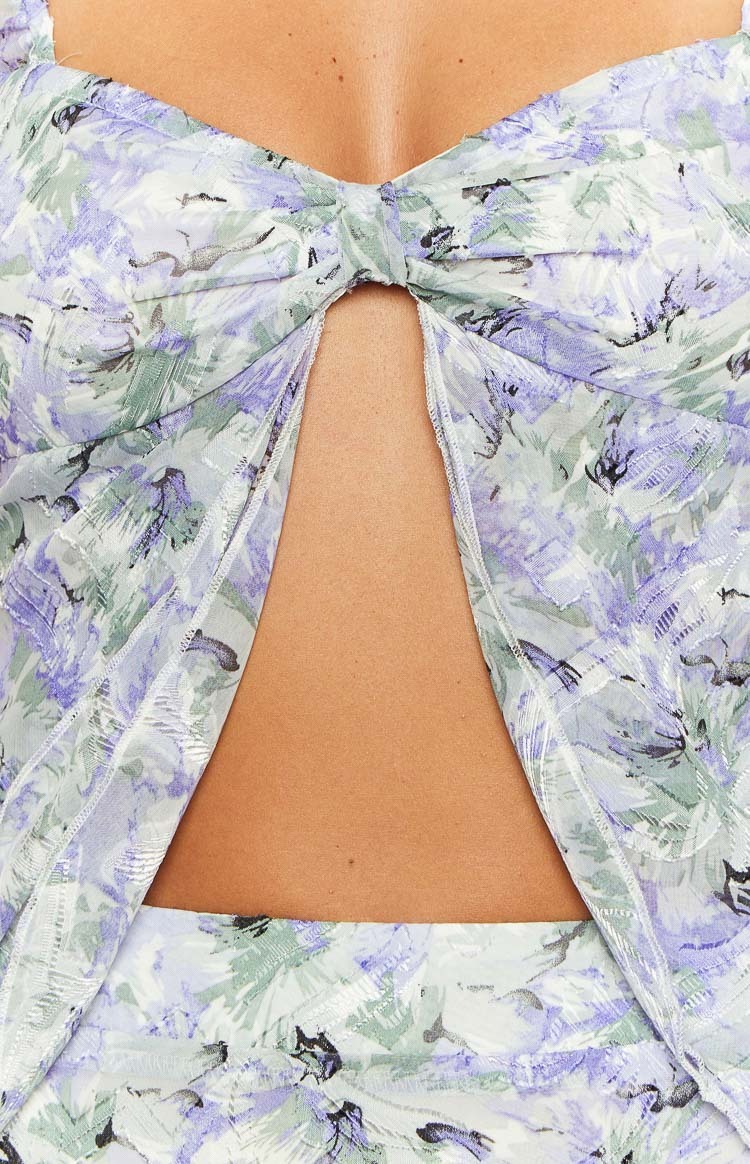Caspian Purple Floral Print Chiffon Top-Vavasi.All Rights Reserved.