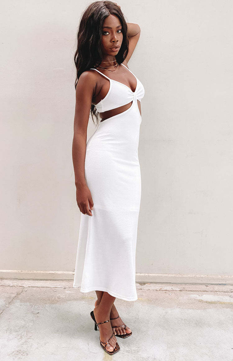 Catalina Cut Out Midi Dress White-Vavasi.All Rights Reserved.