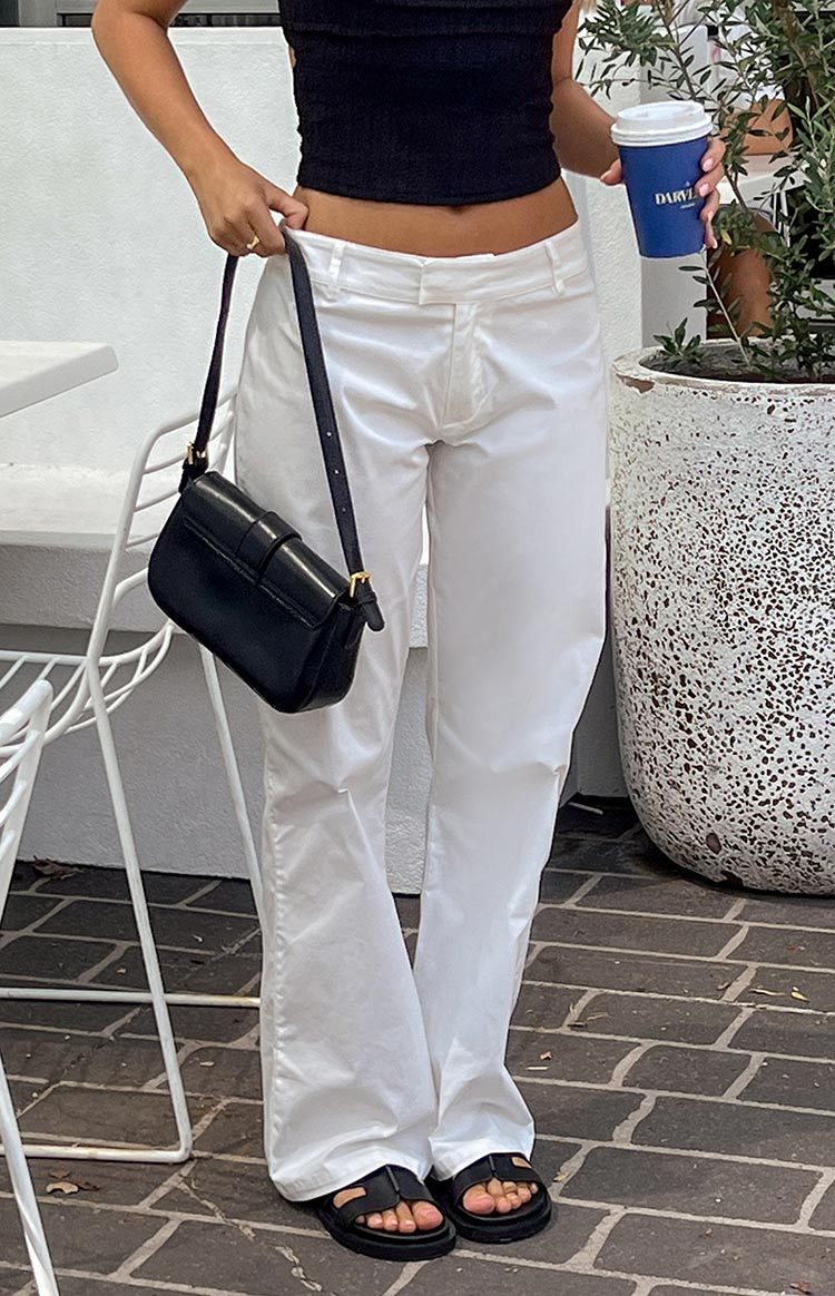 Cathryn White Mid Rise Pants-Vavasi.All Rights Reserved.