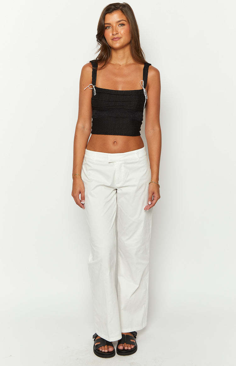 Cathryn White Mid Rise Pants-Vavasi.All Rights Reserved.
