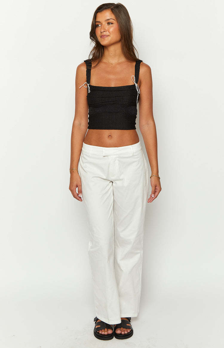 Cathryn White Mid Rise Pants-Vavasi.All Rights Reserved.