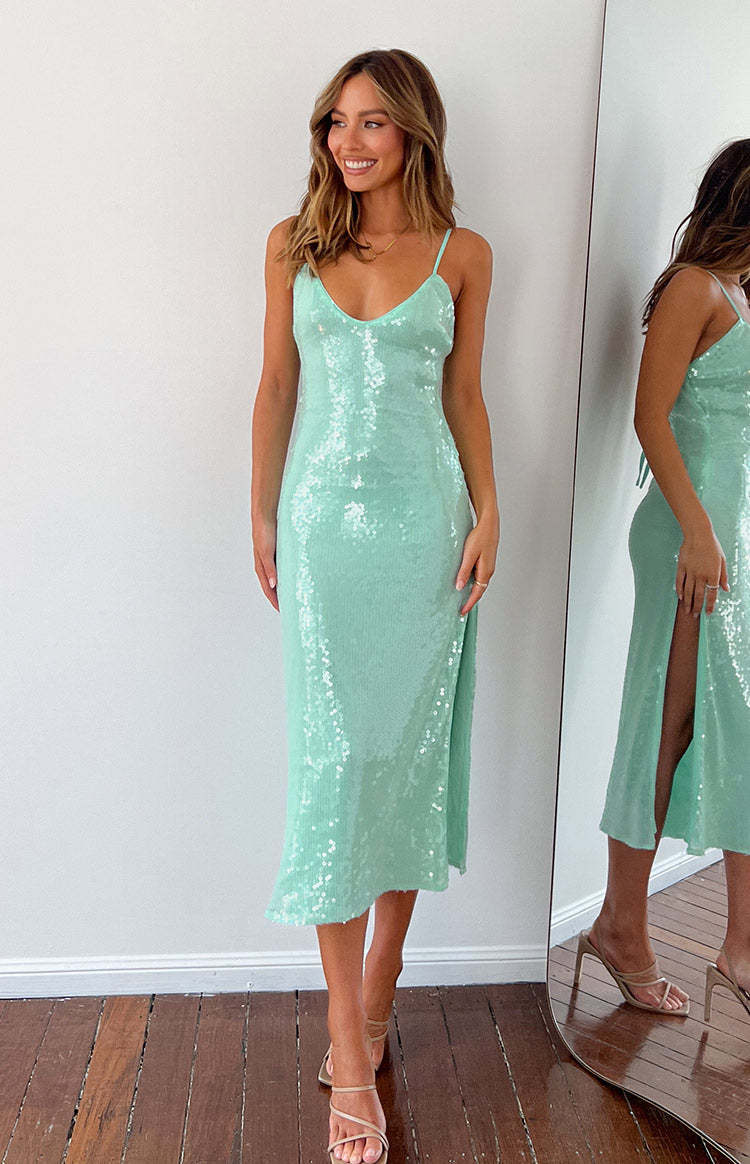 Caught Out Green Midi Dress-Vavasi.All Rights Reserved.