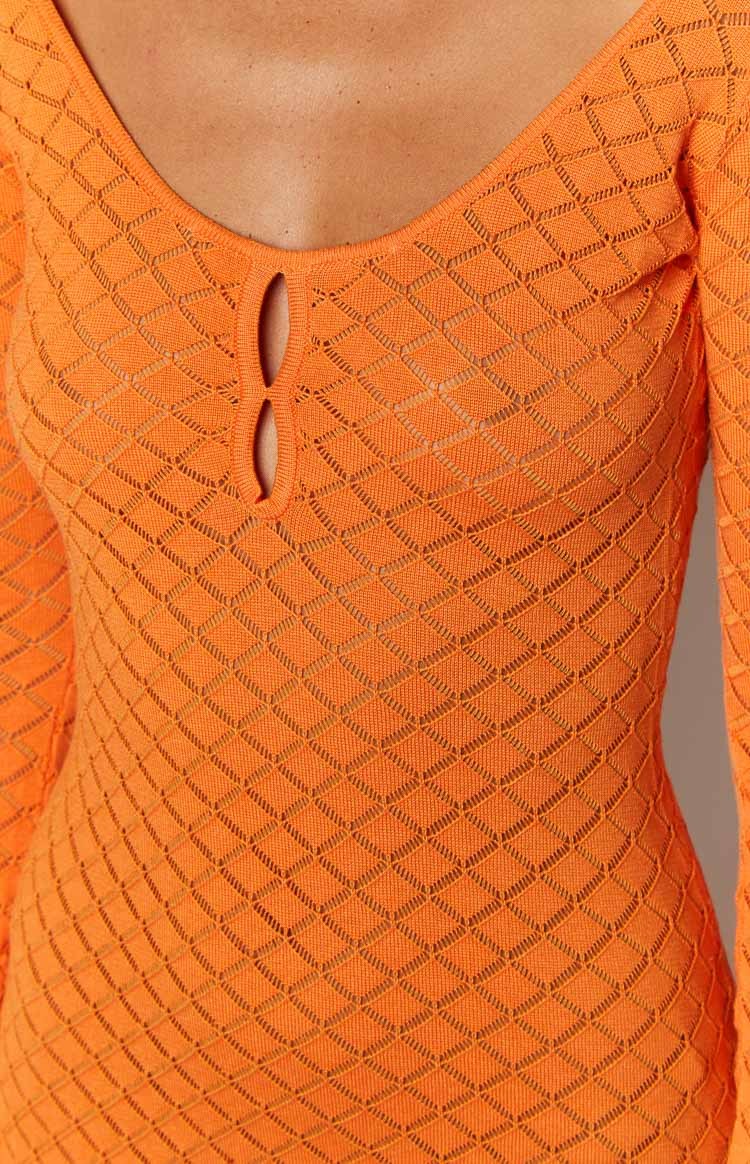 Celine Orange Knit Maxi Dress-Vavasi.All Rights Reserved.