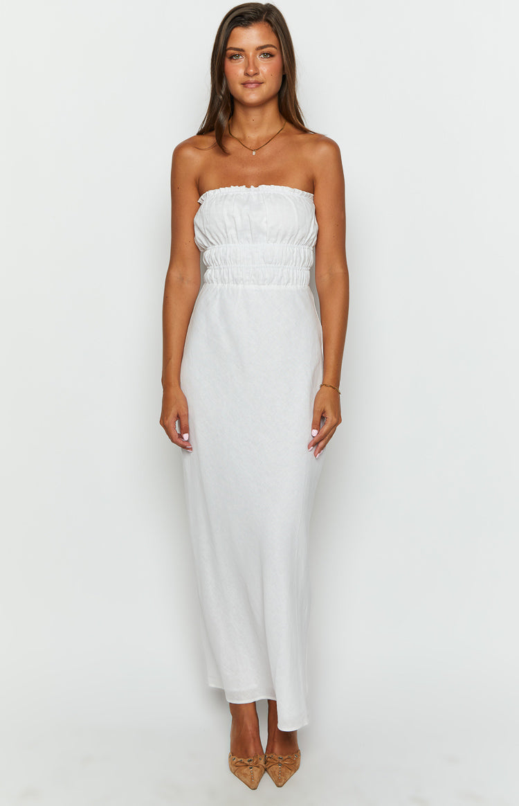 Charlotte White Strapless Maxi Dress-Vavasi.All Rights Reserved.
